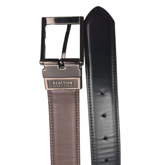 KENNETH COLE Reaction Reversible Black Brown Belt Synthetic Leather Size M 34-36 - Picture 1 of 8